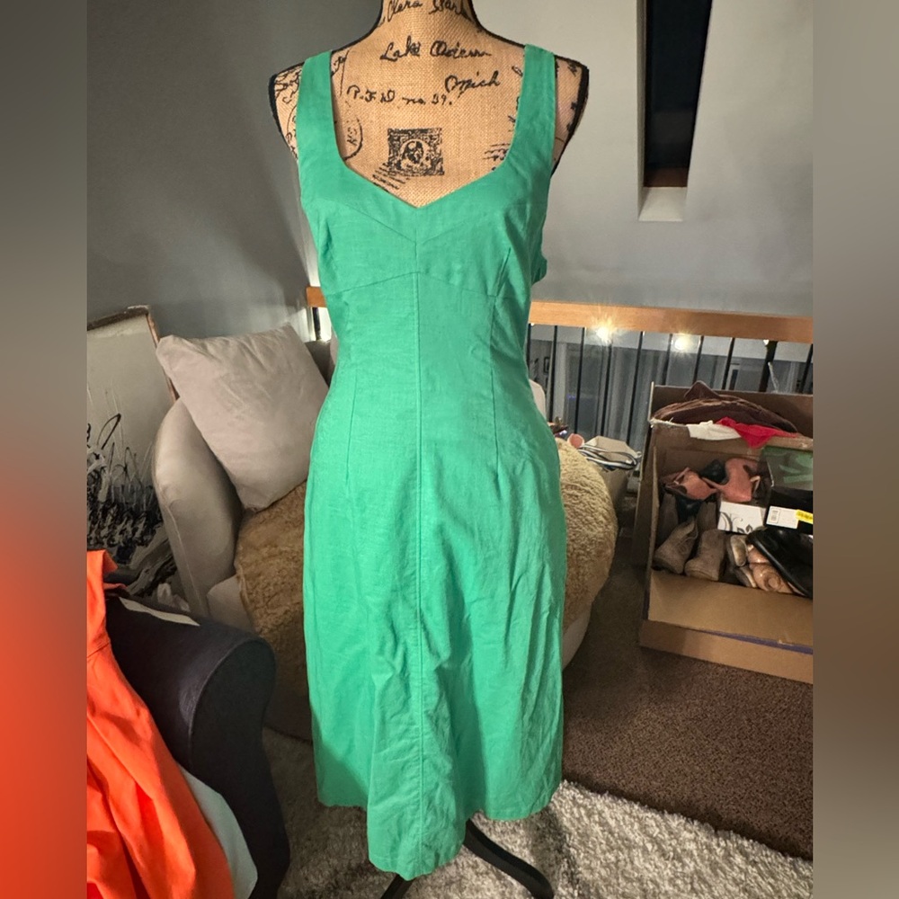 Crescent Green Sweetheart Sundress Midi